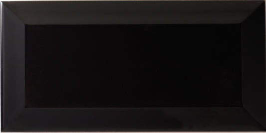 Johnson Tiles Bevel Brick Gloss Tiles Black 200x100x7.5