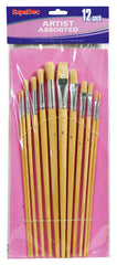 SupaDec Wooden Handle Artist Brush Set 12 Piece
