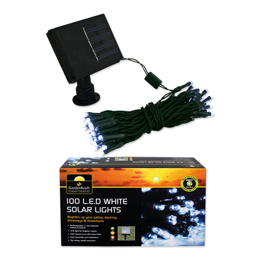 GardenKraft 100 LED Solar String Lights White