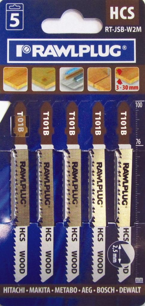 Rawlplug Jigsaw Blades For Wood Fine Pack 5