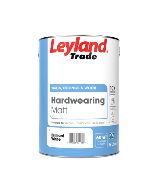 Leyland Trade Hardwearing Matt 5L Brilliant White