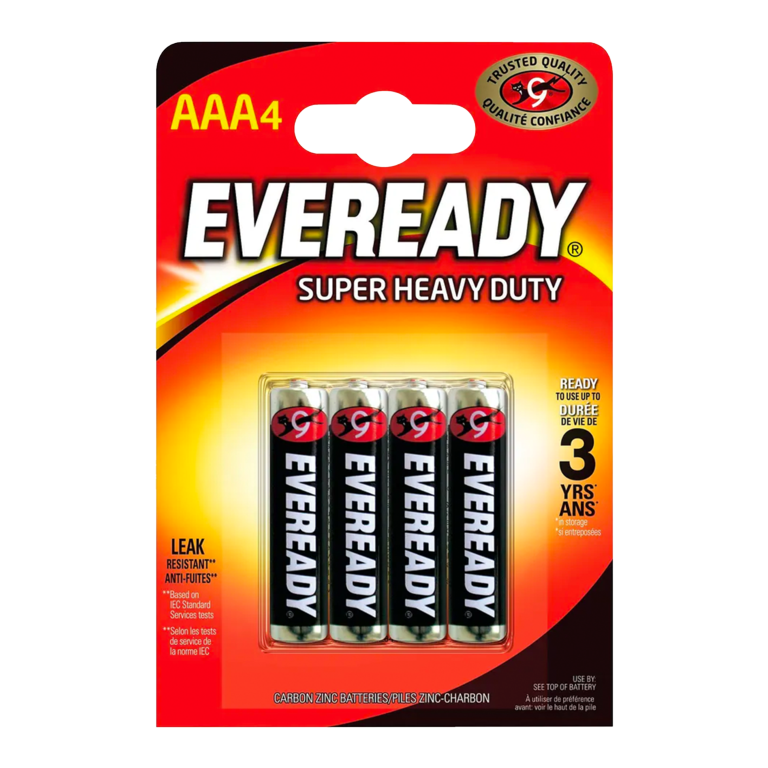 Eveready Super Heavy Duty Batteries AAA Pack 4
