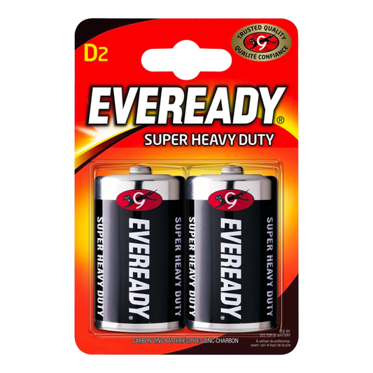 Eveready Super Heavy Duty Batteries D Pack 2