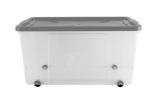 Premier Wheeled Box 100L Clear / Platinum Lid & Wheels