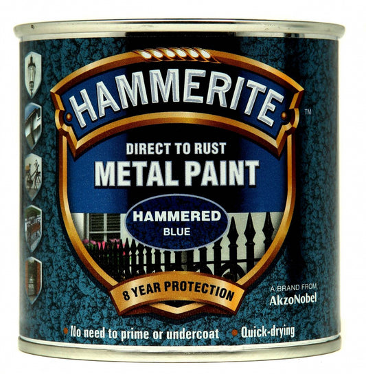 Hammerite Metal Paint Hammered 250ml Blue