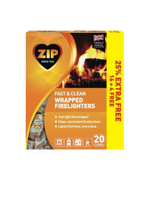 Zip Fast & Clean Wrapped Firelighters Pack 18