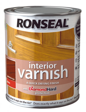 Ronseal Interior Varnish Gloss 750ml Medium Oak