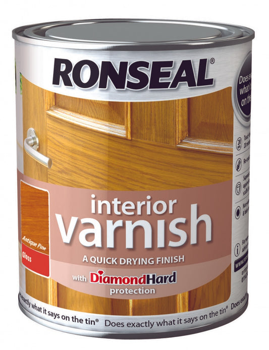 Ronseal Interior Varnish Gloss 750ml Medium Oak
