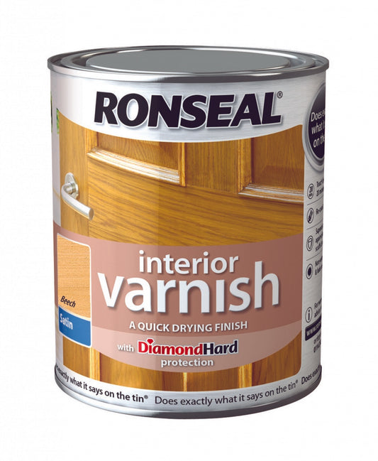 Ronseal Interior Varnish Satin 250ml Medium Oak