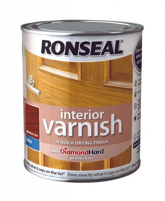 Ronseal Interior Varnish Satin 250ml Medium Oak