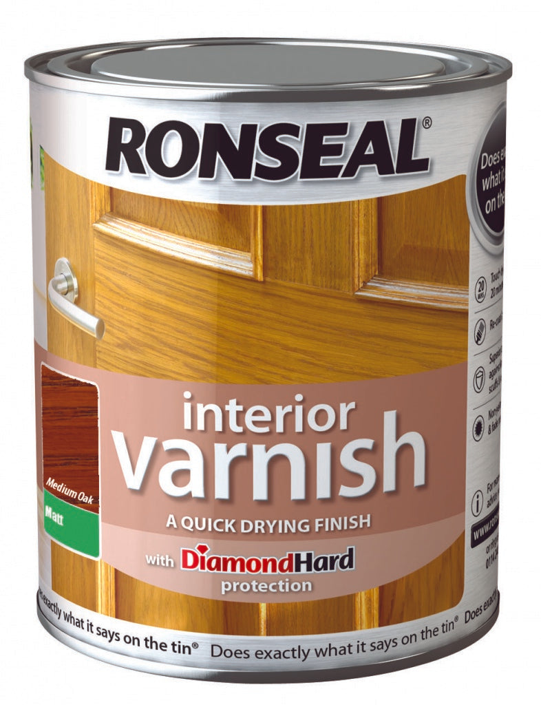 Ronseal Interior Varnish Matt 250ml Medium Oak