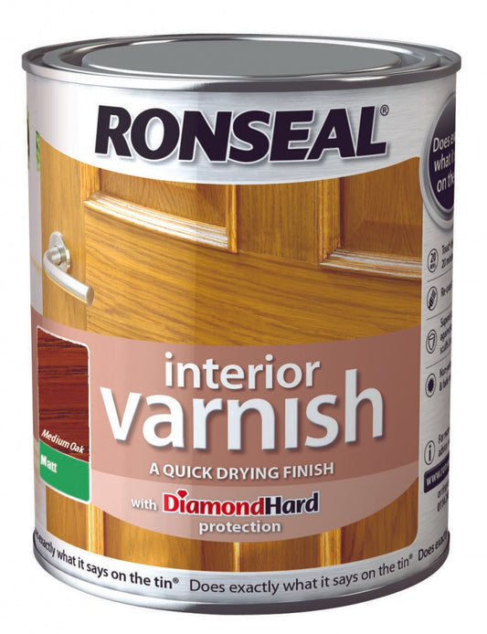 Ronseal Interior Varnish Matt 250ml Medium Oak