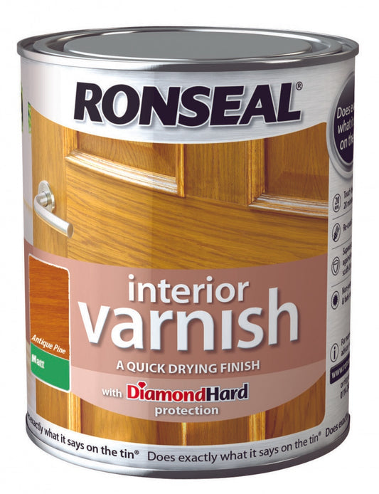 Ronseal Interior Varnish Matt 750ml Medium Oak