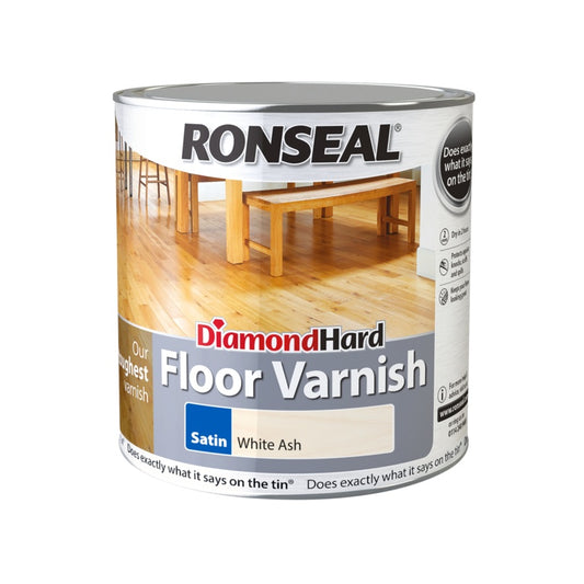 Ronseal Diamond Hard Floor Varnish 2.5L Satin White Ash