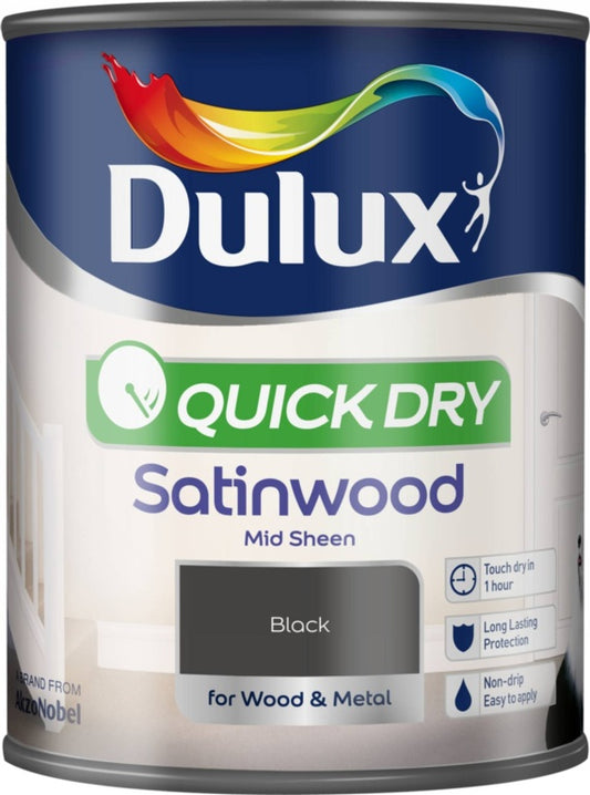 Dulux Quick Dry Satinwood 750ml Black