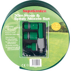 SupaGarden Hose & Spray Nozzle Set 30m