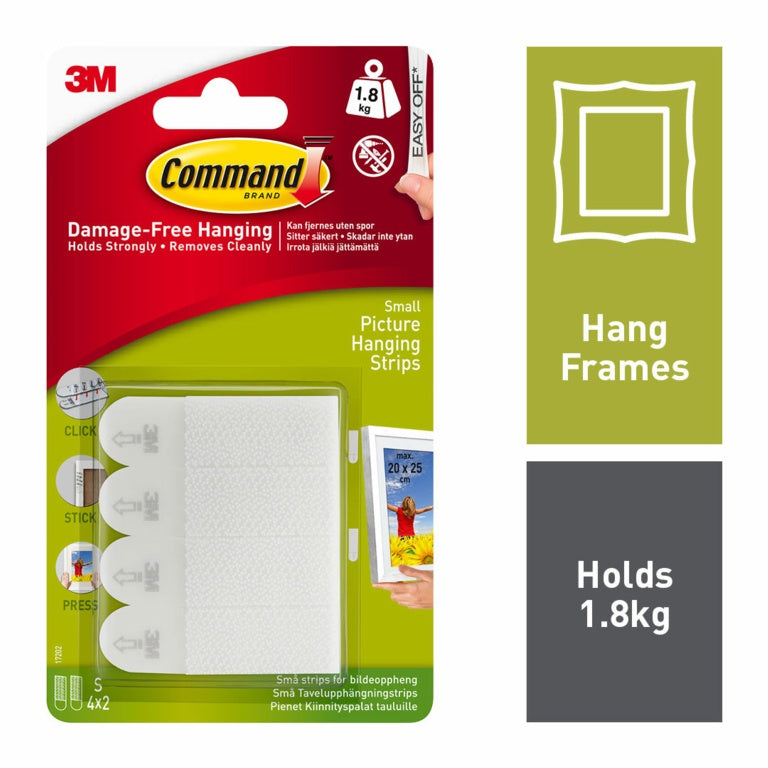 Command™ Small White Picture Hanging Strips 4 Sets of Small Strips