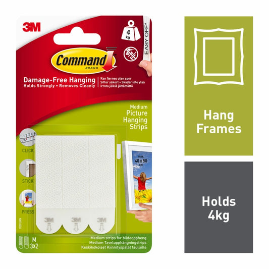 Command™ Medium White Picture Hanging Strips 3 Sets of Medium Strips