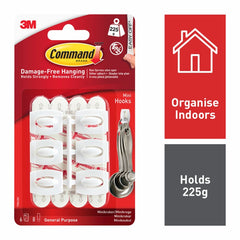 Command™ Mini Hooks 6 Hooks 8 Small Strips