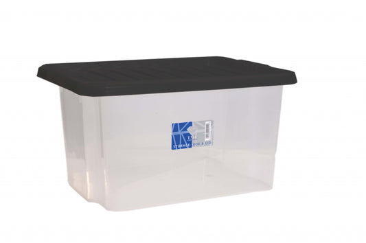 TML Storage Box & Black Lid 35L Clear