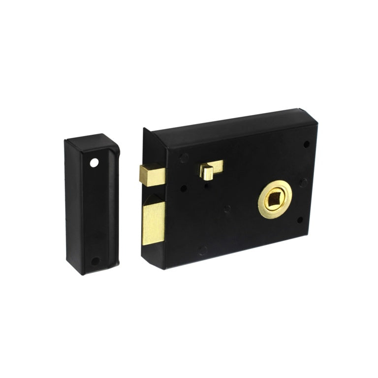 Securit Rim Latch With Snib Black 100mm