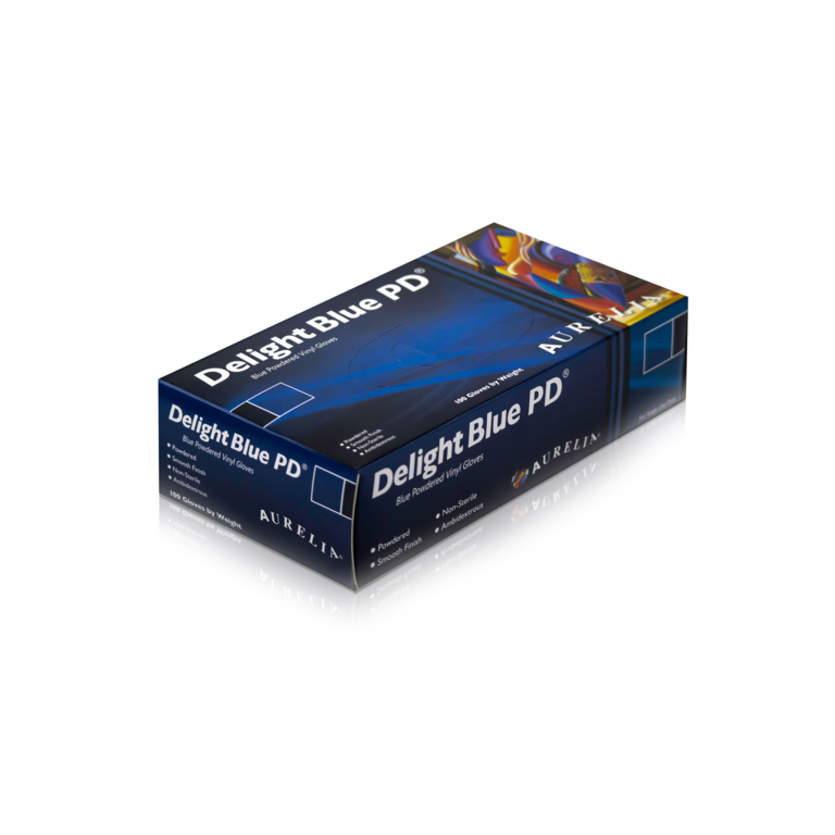 Aurelia Vinyl Powdered Disposable Blue Gloves Large Pack 100