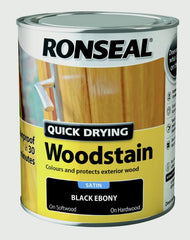 Ronseal Quick Drying Woodstain Satin 750ml Black Ebony