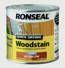 Ronseal Quick Drying Woodstain Satin 250ml Natural Oak