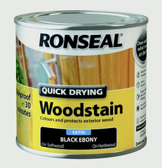 Ronseal Quick Drying Woodstain Satin 250ml Black Ebony