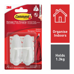 Command™ Medium Designer Hooks 2 Hooks, 4 Medium Strips