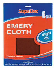 SupaDec Emery Cloth Pack 6 Assorted