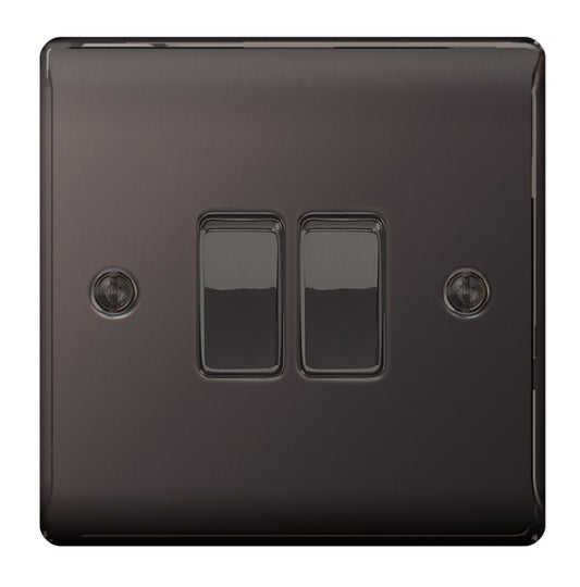 BG Nexus Metal Black Nickel 10ax Plate 2 Gang