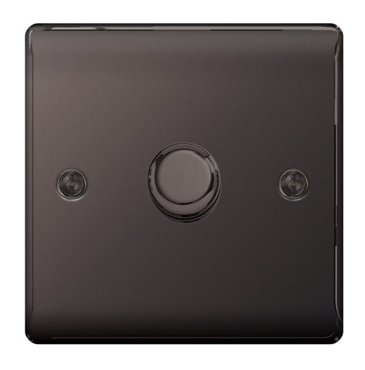 BG 1 Gang 2 Way Push Dimmer Switch 400w Black Metal