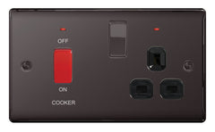 BG Double Pole Switch With 13a Socket Blk Nickel 45a