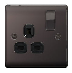 BG Metal Black Nickel Switched Socket 1 Gang