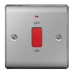 BG Neon Single Switch 45a Double Pole Brushed Steel