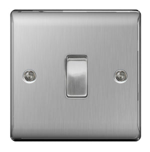 BG Brushed Steel 10ax Plate Switch 2 Way 1 Gang