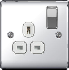 BG Chrome 13a Switched Socket 1 Gang