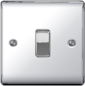 BG Metal Chrome 10ax Plate Switch 2 Way 1 Gang