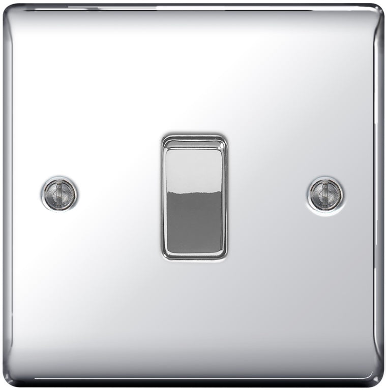 BG Metal Chrome 10ax Plate Switch 2 Way 1 Gang