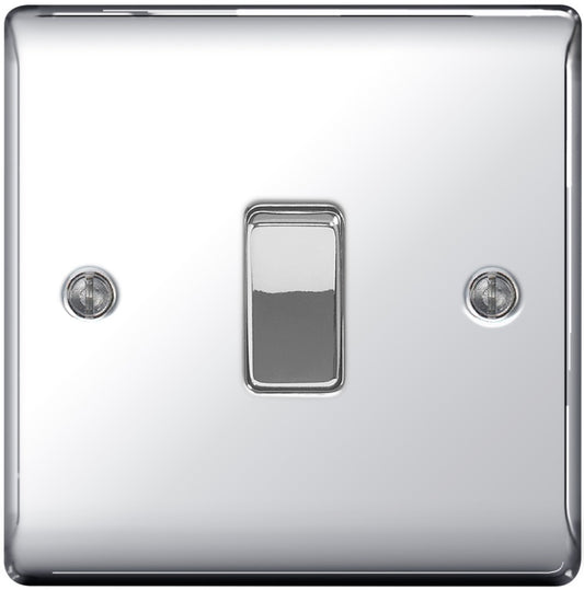 BG Metal Chrome 10ax Plate Switch 2 Way 1 Gang