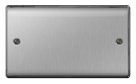 BG Brushed Steel Blank Plate 1 Gang