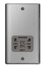 BG Shaver Socket 115/230v Brushed Steel
