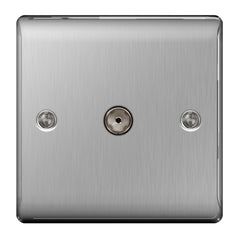 BG Brushed Steel Co-Axial Socket 1 Gang