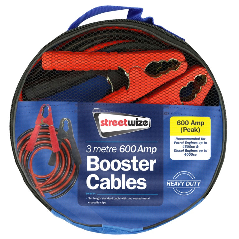 Streetwize Booster Cable 600 Amp To 4000cc 20gm 3m Cable