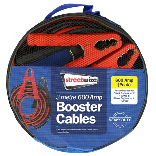 Streetwize Booster Cable 600 Amp To 4000cc 20gm 3m Cable