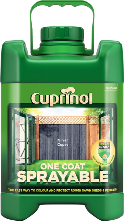 Cuprinol One Coat Sprayable Fence Treatment 5L Silver Copse
