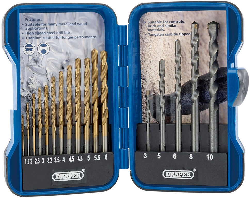 Draper Combined HSS/Masonry Drill Bit Set 17 Piece