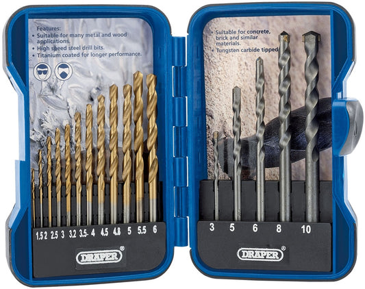 Draper Combined HSS/Masonry Drill Bit Set 17 Piece