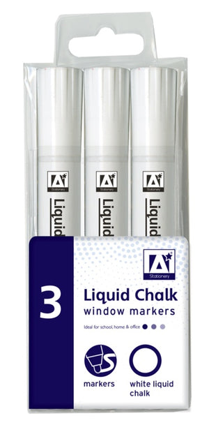 A Star Window Markers White Pack 3